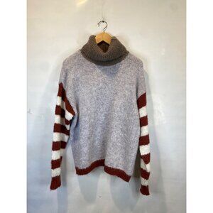 Easel Women's Color Mix Turtleneck Sweater Size Small Lilac Plum Striped New